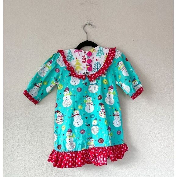Jelly The Pug Snowman Holiday Ruffle Dress, Size 3T - Picture 3 of 4